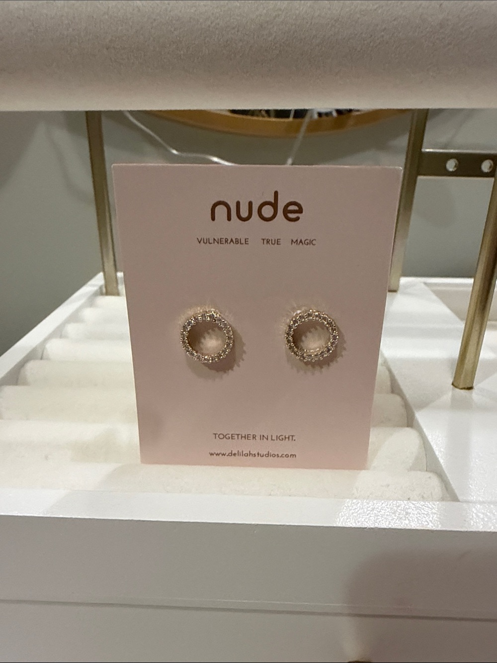 NUDE Gold Crystal Circle Stud Earrings